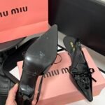 MIU Bow Patent Leather Slingback Heels – Heels