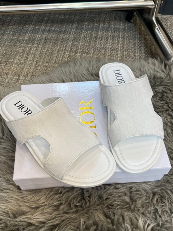 CD Dway Slides White Oblique Canvas – Claquettes