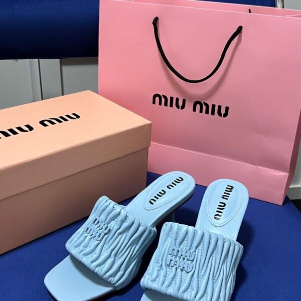 MIU Matelassé Leather Mules - Heels