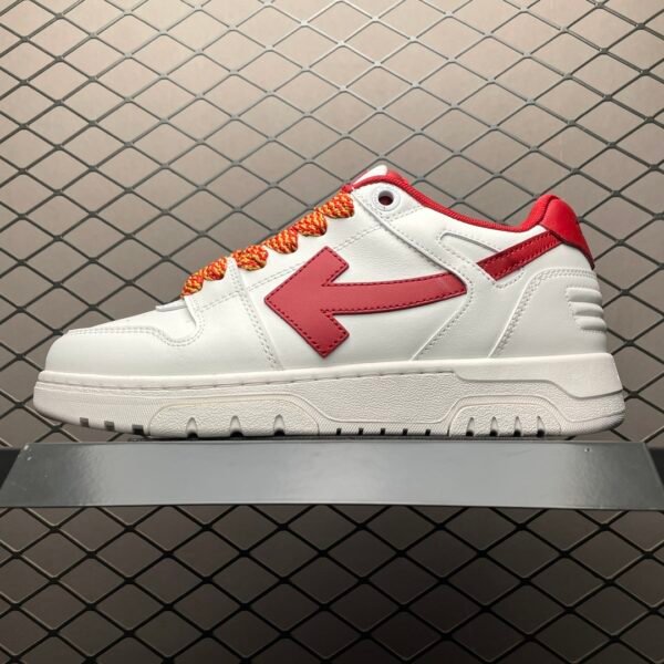 OW Out of Office Low-Top White/Red Leather - Sneakers