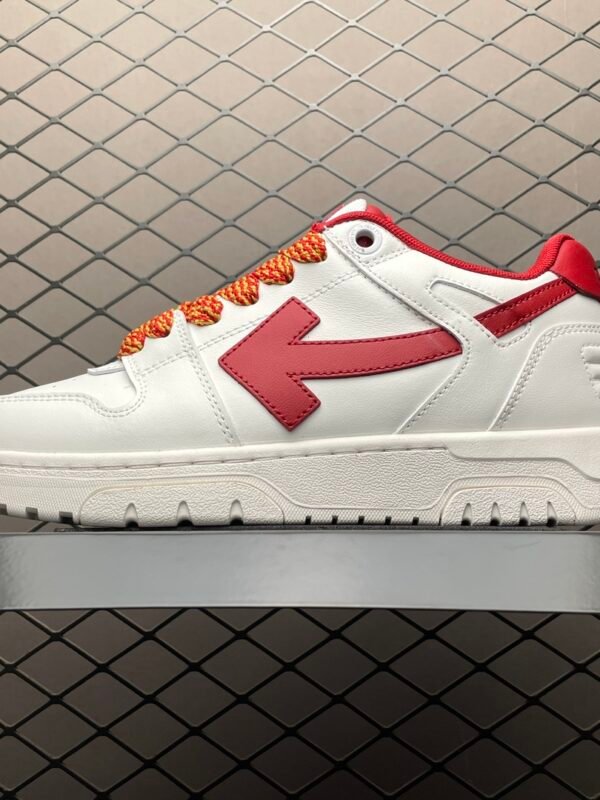 OW Out of Office Low-Top White/Red Leather – Sneakers