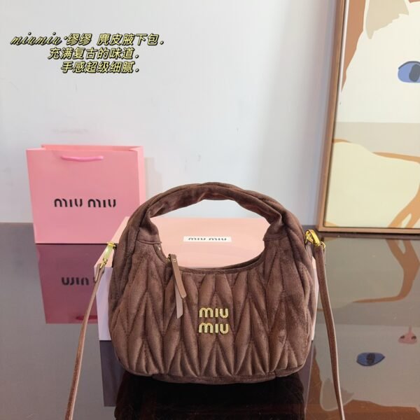 MIU Wander Matelassé Brown Suede - Bag