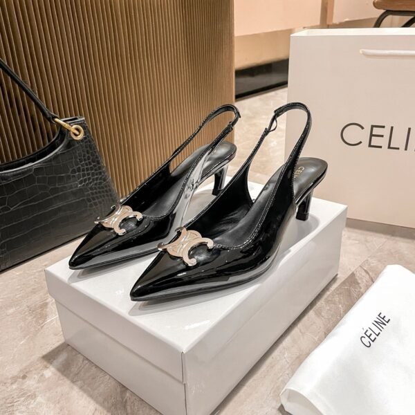 CEL Triomphe Slingback Pumps Black Patent Leather - Heels