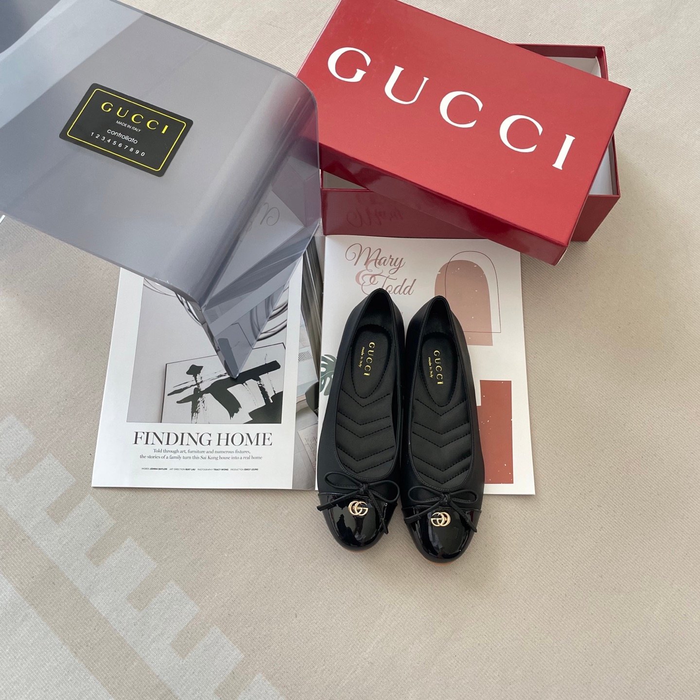 GG GG Marmont Ballet Flats Black Leather - Shoes - Image 5