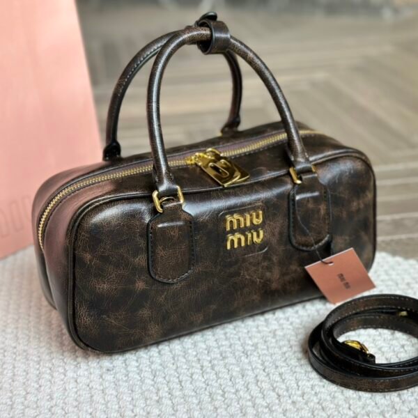 MIU Bowling Bag Brown Leather - Bag