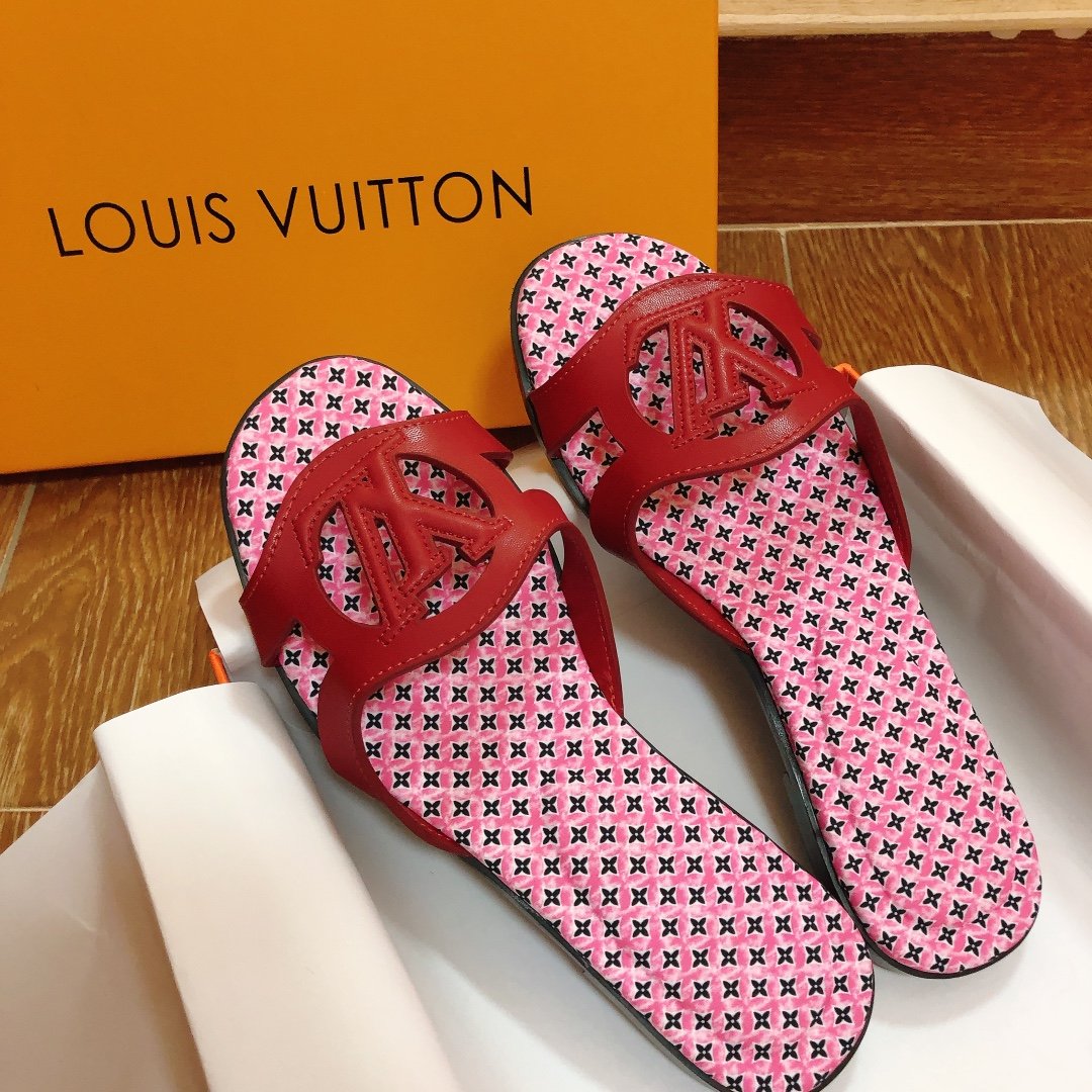 LV Paseo Flat Comfort Mule Red/Monogram - Slides - Image 5