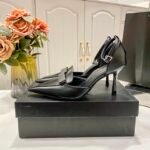 YSL Opyum Pointed Toe Pumps Black Leather – Heels
