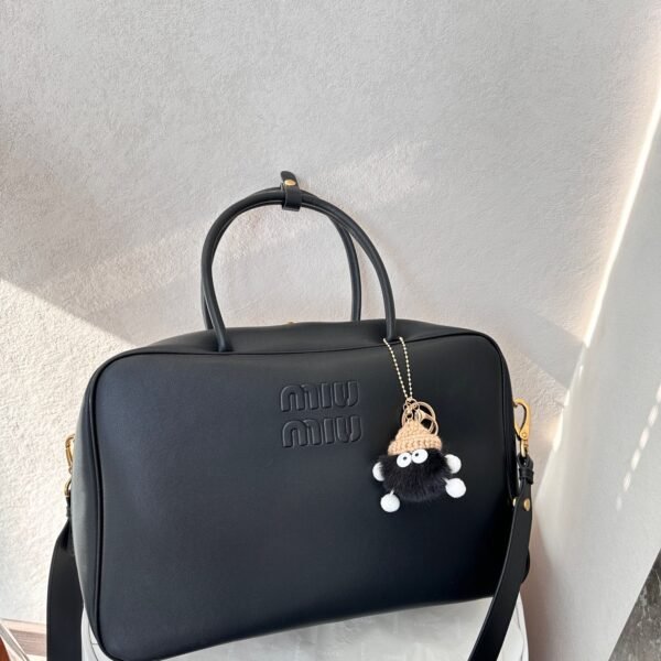 MIU Matelassé Nappa Leather Bowling Bag Black Leather - Bag