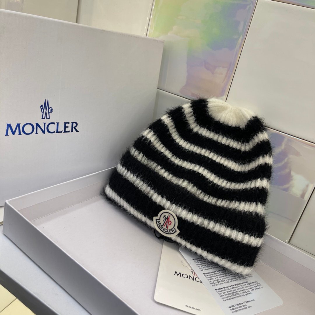 MCL Striped Wool Beanie Black/White - Hat - Image 4