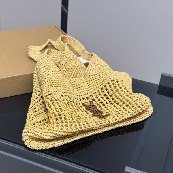 YSL Panier Medium Woven Raffia - Bag