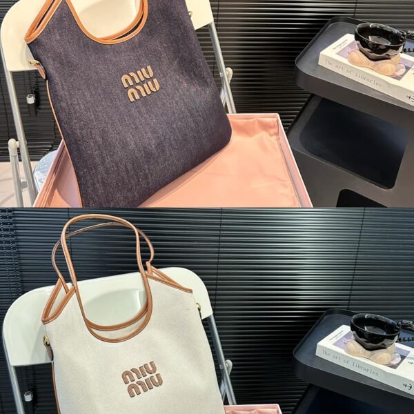 MIU Denim and Canvas Tote Denim and Canvas - Bag