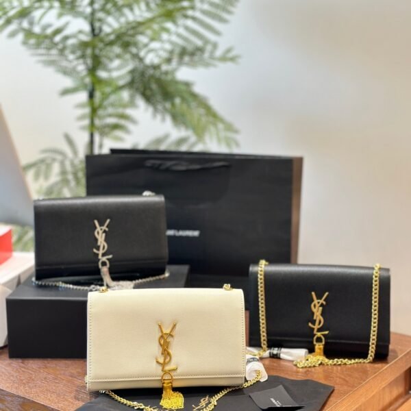 YSL Kate Tassel White/Black Leather - Bag