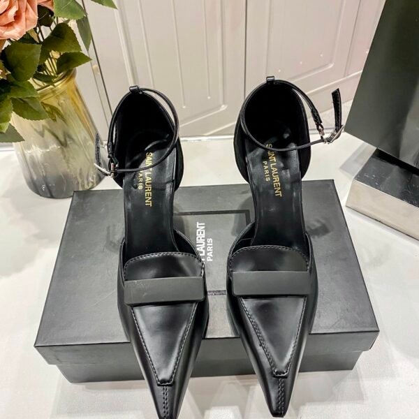 YSL Opyum Pointed Toe Pumps Black Leather - Heels