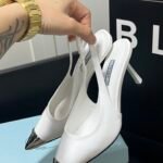 PR Slingback Pumps White Leather/Silver Cap Toe – Heels