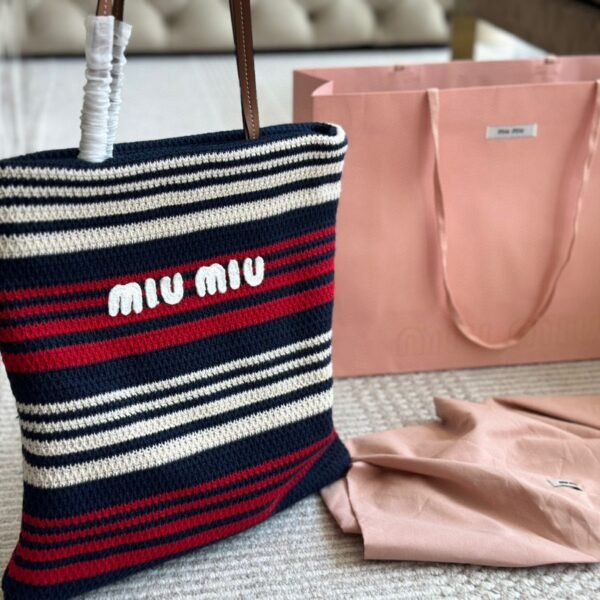 MIU Crochet Stripe Tote - Bag