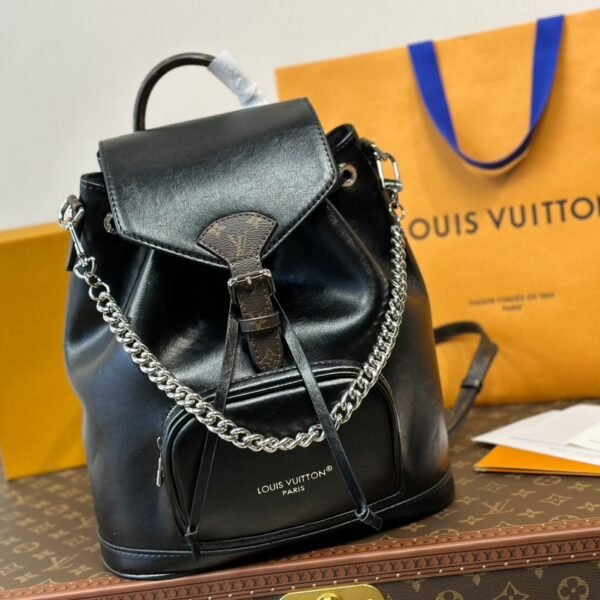 LV Montsouris Black Leather - Backpack