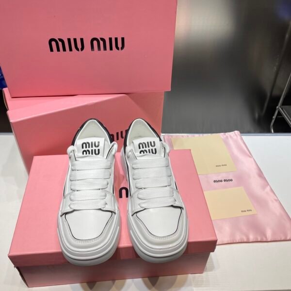 MIU Square-Toed Thick-Soled Sneakers - Sneakers