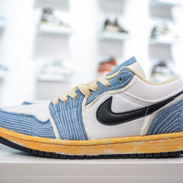 NK Air Jordan 1 Low SE Sashiko Canvas Denim - Sneakers