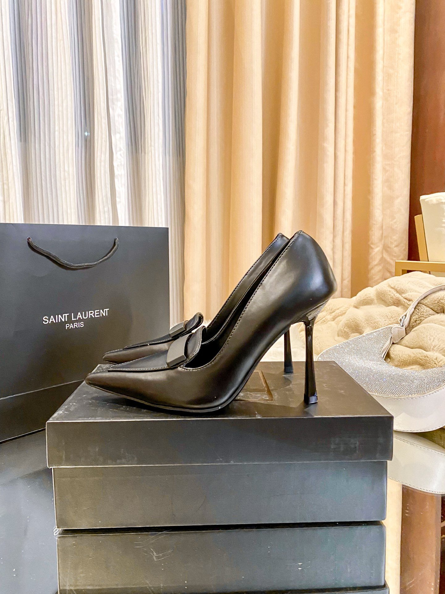 YSL New Retro Loafer Pumps Black Leather - Heels - Image 3