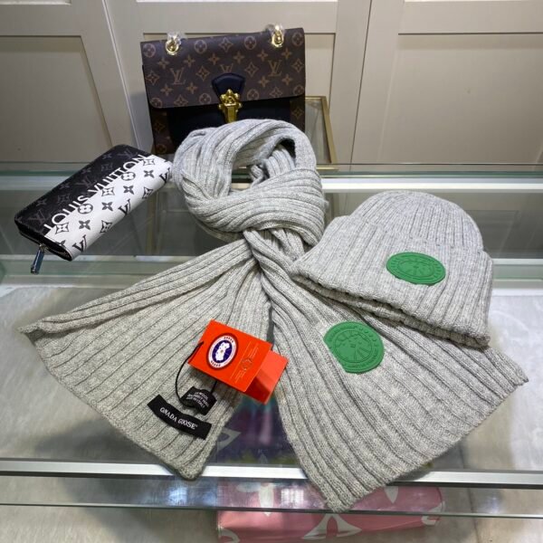 CG Wool Knit Set Grey/White - Scarf