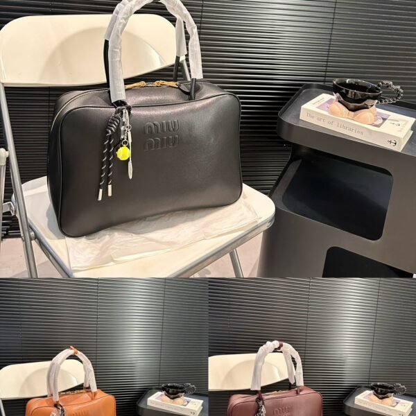 MIU Bowling Bag Black, Brown, Tan Leather - Bag