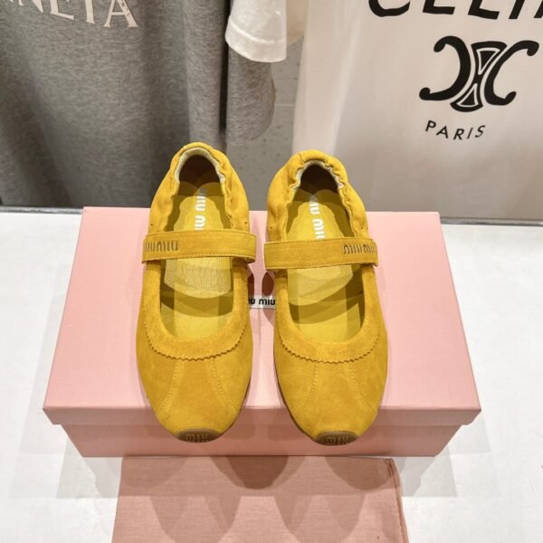 MIU Velcro Mary Jane Yellow Suede - Shoes