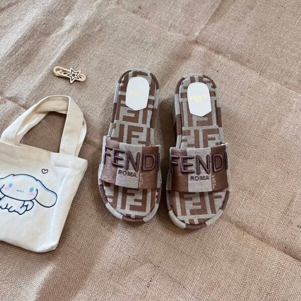FD Roma Slides Brown Zucca Canvas - Slides