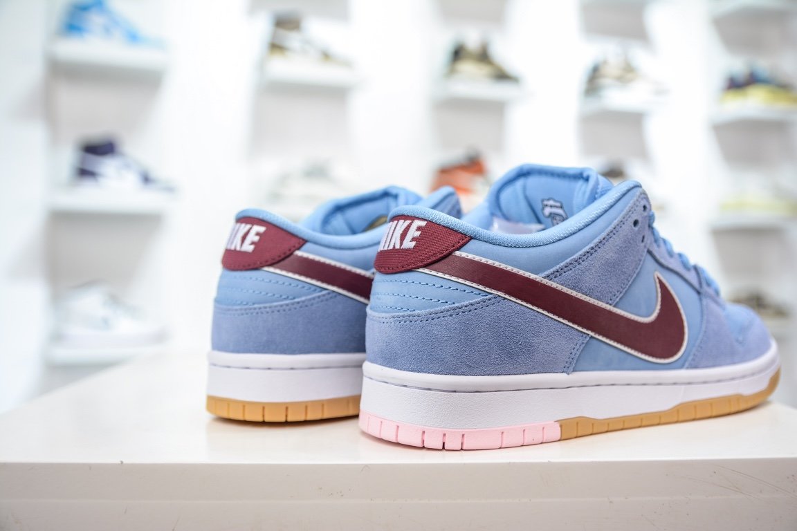 NK Dunk Low Pro QS Blue/Red Suede - Sneakers - Image 6