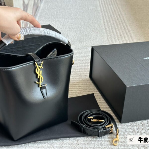 YSL Le Maillon Bucket Small Black Leather - Bag