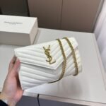 YSL Envelope Chain Wallet Black/White Leather – Bag
