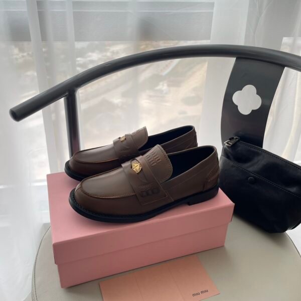 MIU Metal Logo Loafers - Shoes