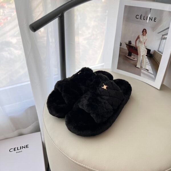 CEL Triomphe Quilted Slippers - Slides