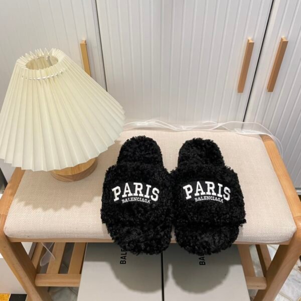 BAL Paris Logo Shearling - Slides
