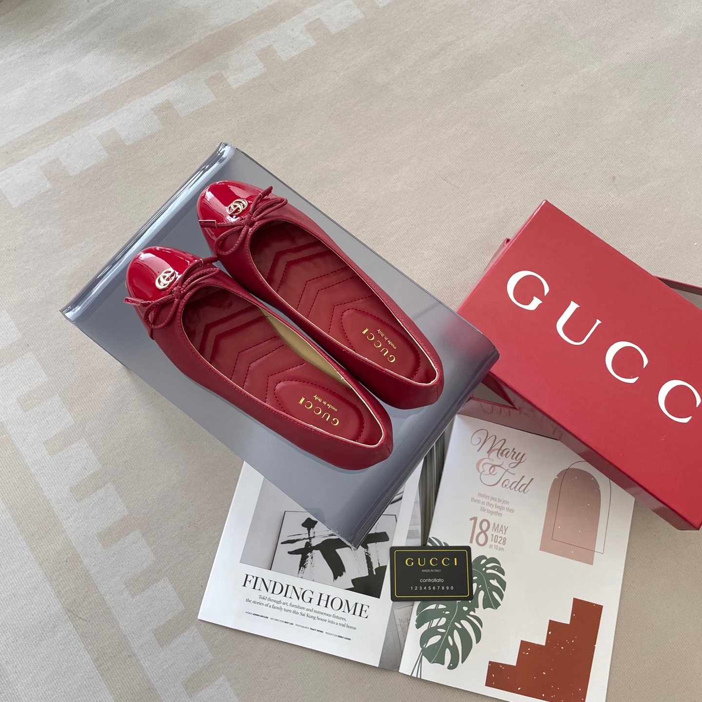 GG GG Marmont Ballet Flats Red Patent Leather - Shoes - Image 4