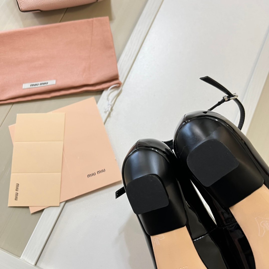 MIU Patent Leather Mary Jane Ballet Flats Black Patent Leather - Shoes - Image 7