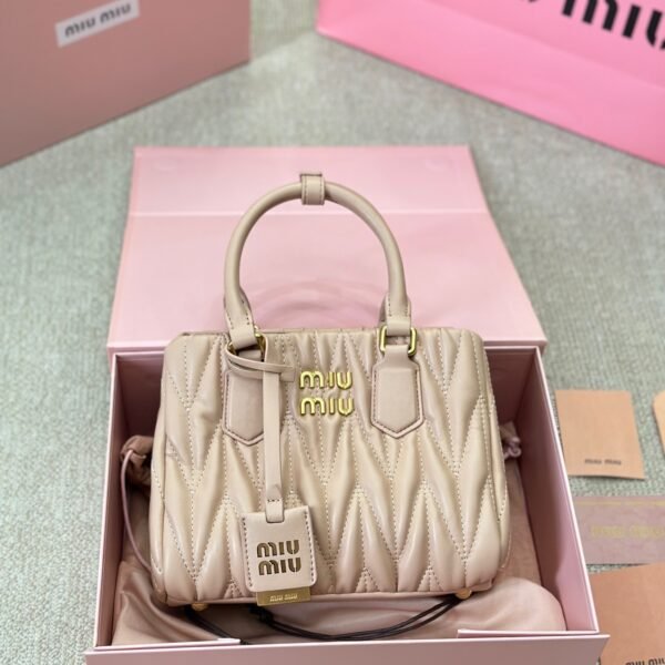 MIU Matelassé Nappa Leather Top Handle - Bag
