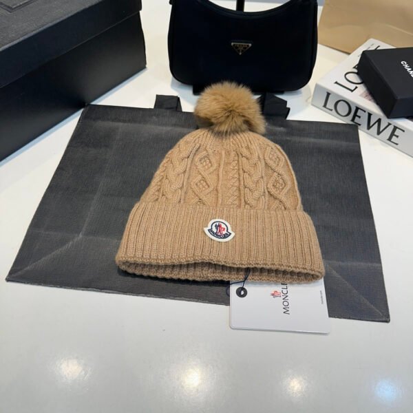 MCL Cable Knit Beanie Beige Wool - Hat