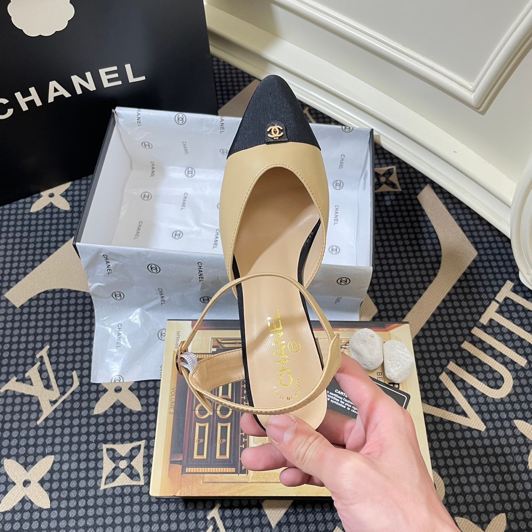 CC Slingback Ballerinas Beige/Black Leather - Heels - Image 8