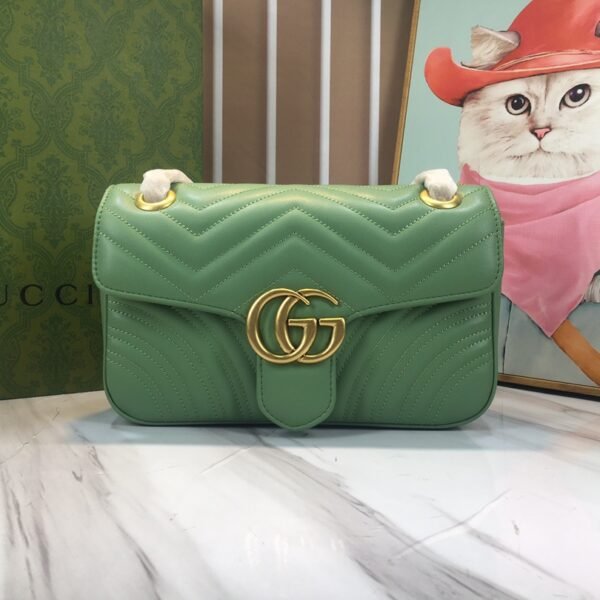 GG GG Marmont Matelassé Medium Green Leather - Bag