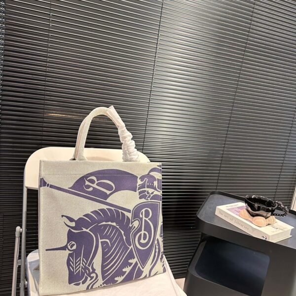 BBR Horseferry Print Canvas Beige/Purple - Bag