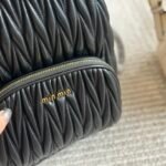 MIU Matelassé Backpack Black and White Leather – Backpack
