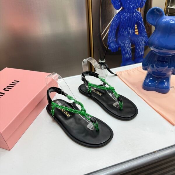 MIU Tie-Up Sandals Black/Green - Sandals