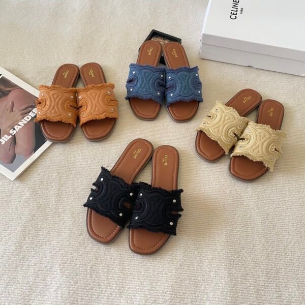 CEL Triomphe Embroidered Slides Multicolor - Slides