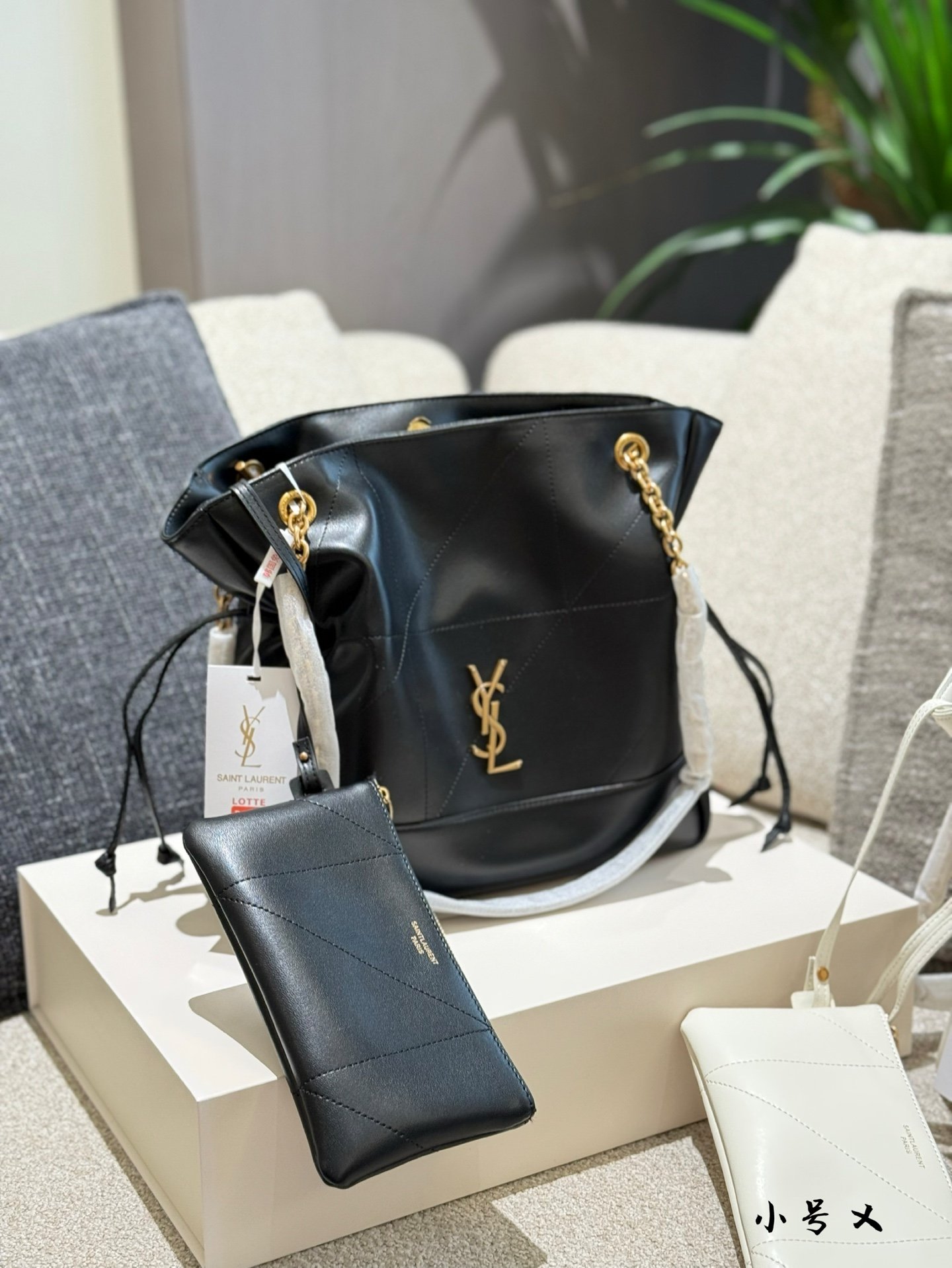YSL Jamie Black/White Leather - Bag - Image 3