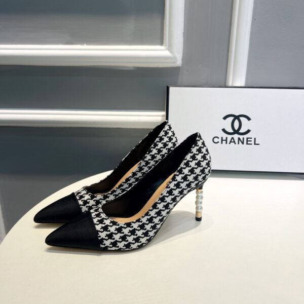 CC Houndstooth Pearl Heel Pumps - Heels