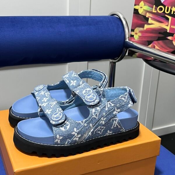 LV Paseo Flat Comfort Sandal Blue Monogram Denim - Sandals