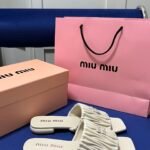 MIU Matelassé Nappa Leather Slides – Slides