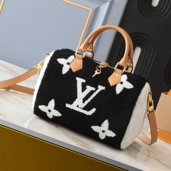 LV Speedy Bandoulière 25 Black/White Shearling Monogram - Bag