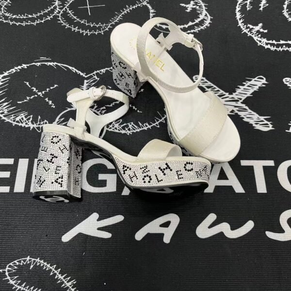 CC Logo Block Heel Sandals - Heels