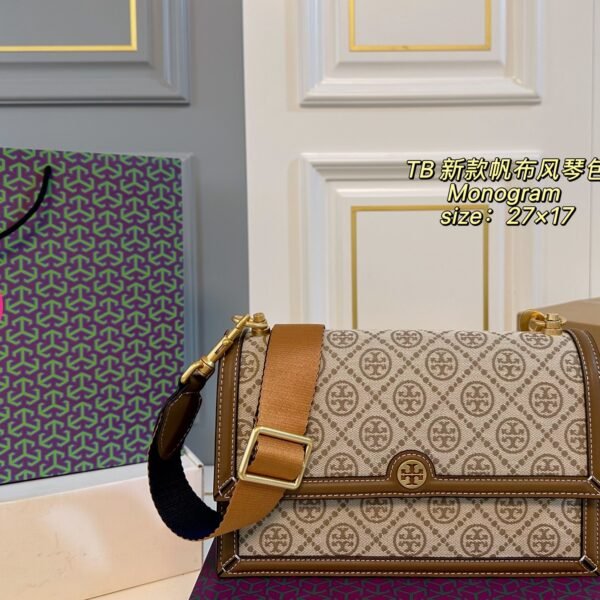 TB canvas monogram accordion bag
